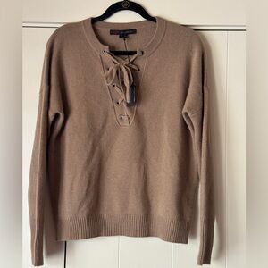 360 Cashmere Tan Lace-Up Sweater